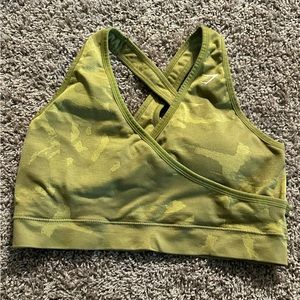 Gymshark ADAPT CAMO SEAMLESS SPORTS BRA - Savanna | Griffin Green - XL